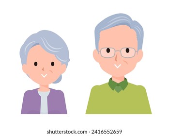 senior couple Front facing.Vector art that is easy to edit.