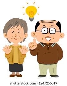 Senior couple full of faces flashing