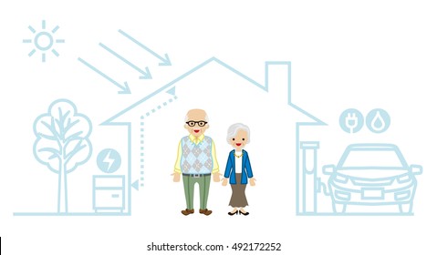 Senior Couple in the Futuristic House