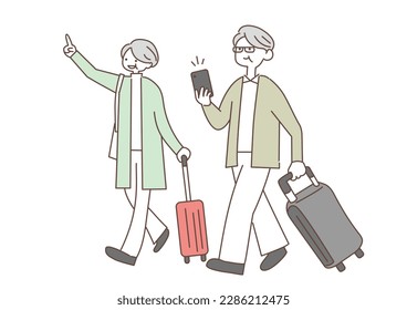 Senior couple going on a trip