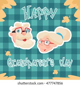 Senior Couple Grandparents Day Greeting Card Flat Vector Illustration