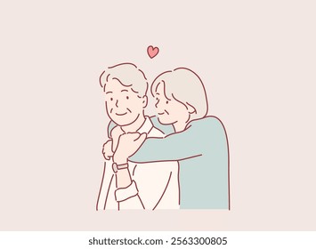 senior couple. Hand drawn style vector design illustrations.	