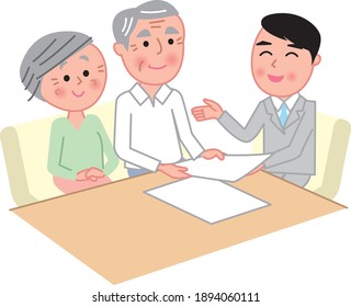 Senior couple has a meeting with the person in charge