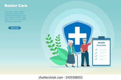 Senior couple holding insurance policy and medical shield guard. Medical and healthcare insurance planning for elderly wellbeing , healthy aging concept. 