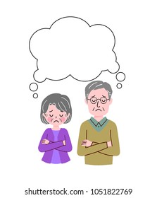 Senior couple illustration troubled