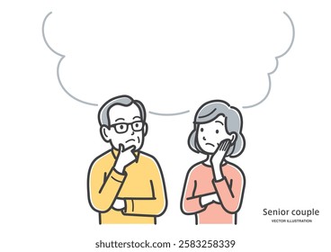 Senior couple imagining and speech bubble