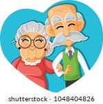 Senior Couple in Love Vector Cartoon Illustration. Grandma and grandpa celebrating long-term relationship
