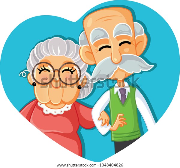 ラブベクター漫画のイラストの老夫婦 長い付き合いを祝うおばあちゃんとおじいちゃん のベクター画像素材 ロイヤリティフリー