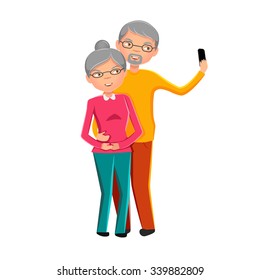 senior couple makes selfie