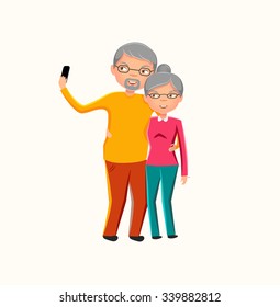 senior couple makes selfie