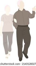 Senior couple man and woman cartoon flat design illustration