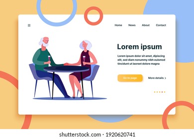 Senior couple on date. People spending time together flat vector illustration. Activity, leisure, romance concept for banner, website design or landing web page.