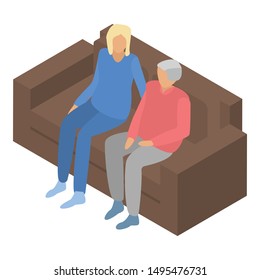 Senior couple on sofa icon. Isometric of senior couple on sofa vector icon for web design isolated on white background