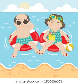 Senior couple relaxing on the beach.