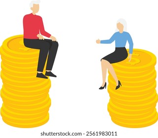 Senior couple and retirement plan business finance, Vector illustration design concept in flat style

