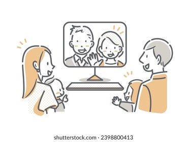 senior couple seeing grandchildren on phone
