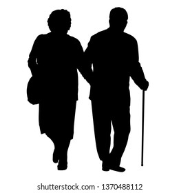 Senior couple silhouette on a white background, vector illustration 