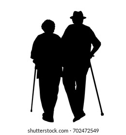 Senior couple silhouette on a white background, vector illustration