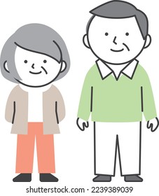 Senior couple standing side by side.