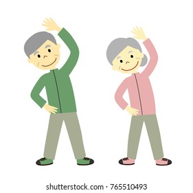 Senior couple stretching