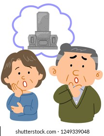 Senior couple suffering from the grave's upper body