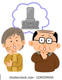 Senior couple suffering from the grave's upper body