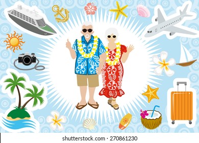 Senior couple Summer vacation set