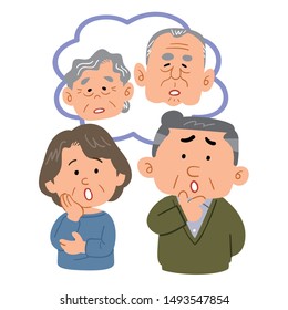 Senior couple thinking about old age