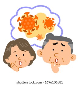 Senior couple thinking about virus