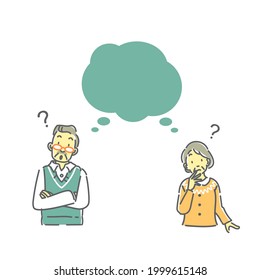senior couple with thought bubble