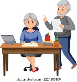 Seniorenpaar mit Computergrafik