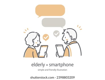 senior couple using smart phone