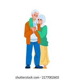 senior couple vector. happy old man woman, love together, healthy adult portrait senior couple character. people flat cartoon illustration