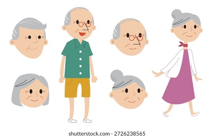 Conjunto de Vector de pareja senior Ilustración vectorial