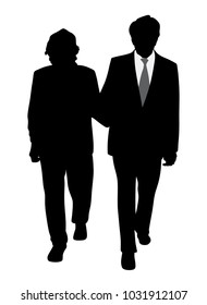 Senior couple walking arm in arm