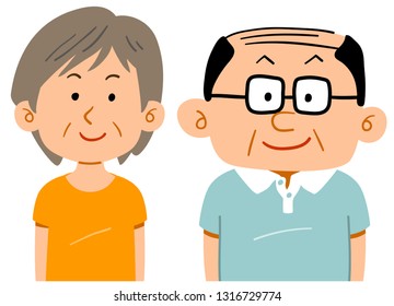 Senior couple wearing sportswear Waist upper thinner glasses
