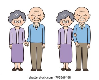 The senior couple who crosses an arm
