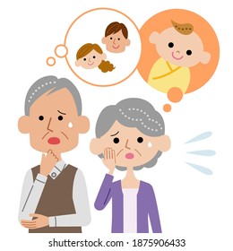 A senior couple worrying about their children wanting grandchildren.