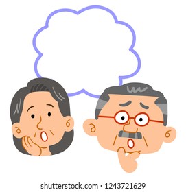 Senior couple's worries face copy space