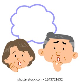 Senior couple's worries face copy space