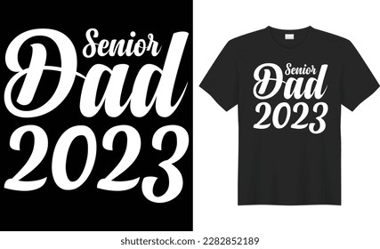 Senior dad typography vector t-shirt design. Perfect for print items and bags, poster, gift, card, template, banner. Handwritten vector illustration. Isolated on black background.
