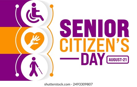 Senior Citizen’s Day is observed every year in 21 August. Holiday concept. Template for background, banner, card, poster, placard, design template with unique shapes with standard color.