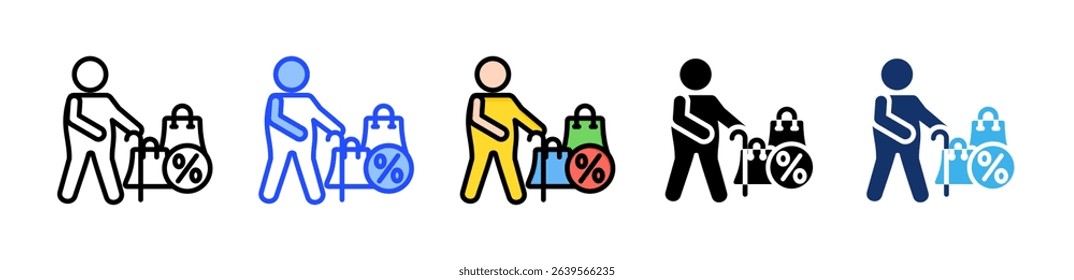 Senior Discount Icon Collection With Multiple Styles