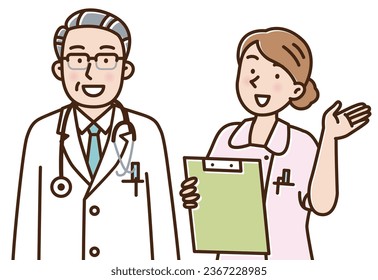 Senior doctor and young female nurse