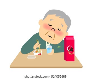 Senior drinking alcohol alone