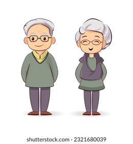 Senior, elder man and woman character illustration