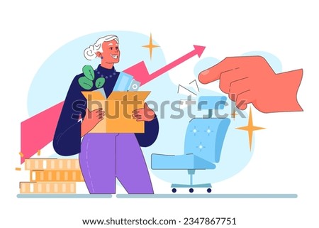 Senior employee. Elderly character keep working after retirement. Old worker in a formal business wear. Pensioner getting a job and making money in the office. Flat vector illustration Pensioner