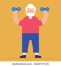  Exercício sênior com arquivo de vetor dumbbells