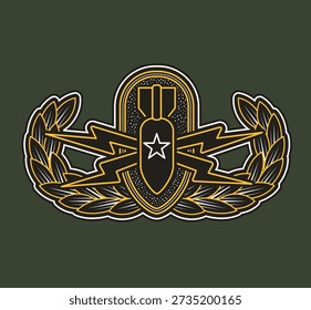 Senior Explosive Ordnance Disposal (EOD) Military Badge of the United States Armed Forces Vector illustration symbol.