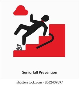 Senior Fall Prevention Icon Concept